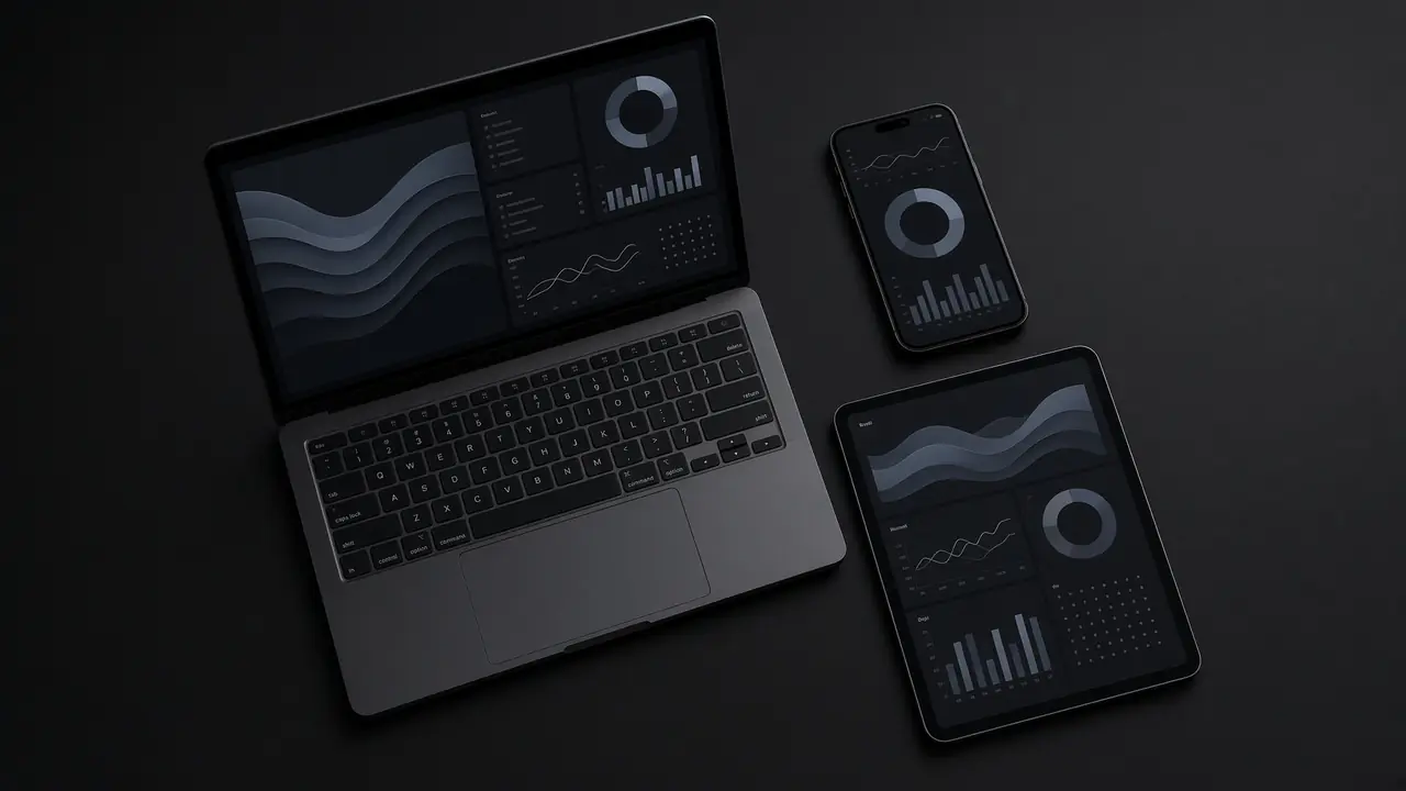 A laptop, a phone, and a tablet. The screens cannot be read.
